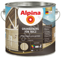 Лессирующий антисептик Alpina Grundierung fuer Holz / Грунт для дерева колеруемый, 2,5 л